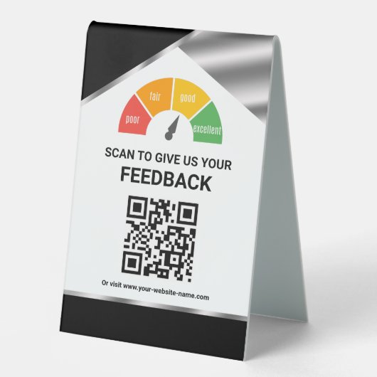 Plaque De Table Commentaires clients du code QR sans contact (Recto)