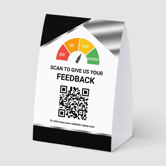 Plaque De Table Commentaires clients par QR Code sans contact (Verso)