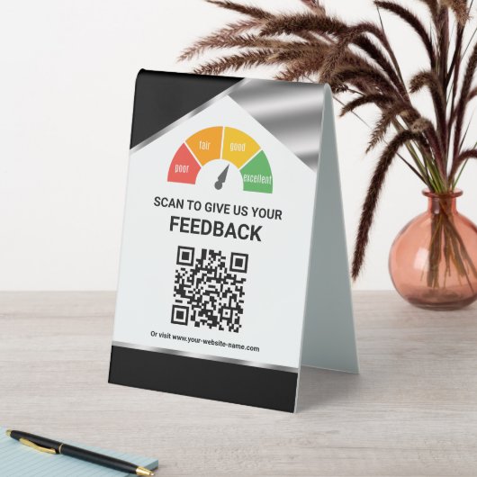 Plaque De Table Commentaires clients par QR Code sans contact (En SItu (Tableau))