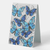 Plaque De Table Composition de papillons blancs et bleus (Verso)