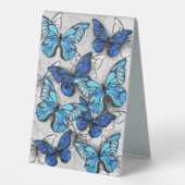 Plaque De Table Composition de papillons blancs et bleus (Recto)