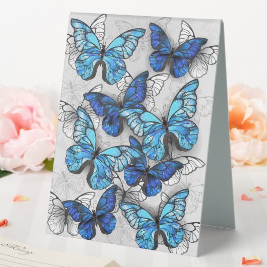 Plaque De Table Composition des papillons blancs et bleus (In SItu (Mariage))