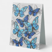 Plaque De Table Composition des papillons blancs et bleus (Verso)