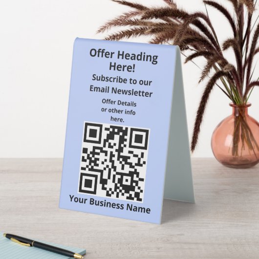 Plaque De Table Compteur de courrier bleu QR Code entièrement modi (En SItu (Tableau))