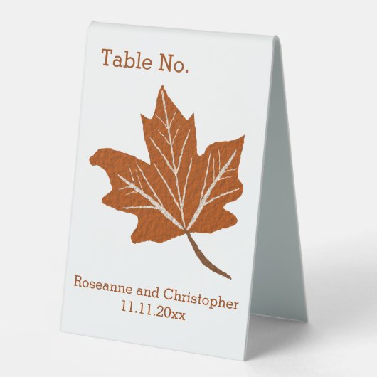 Plaque De Table Conception de mariage d'automne (Recto)