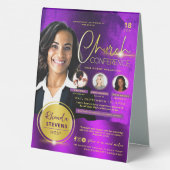 Plaque De Table Conférence professionnelle Gold & Purple Church (Verso)