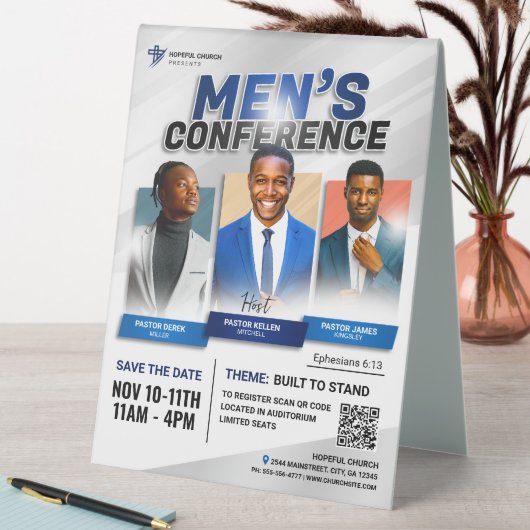 Plaque De Table Conférences de l'église moderne Bold Blue Men's Ch (En SItu (Tableau))