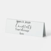 Plaque De Table Congrats add name message wedding newly wed couple (Verso)