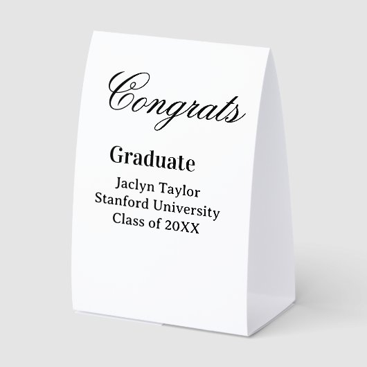 Plaque De Table Congrats graduation name university name class of  (Recto)