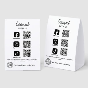 Plaque De Table Connectez-vous avec nous Code QR des médias sociau