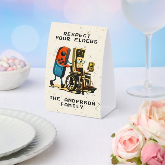 Plaque De Table Contrôle de jeu rétro drôle de respect de vos aîné (Insitu (mariage))