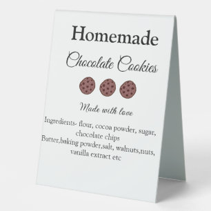 Plaque De Table Cookies au chocolat faits maison avec amour ajoute