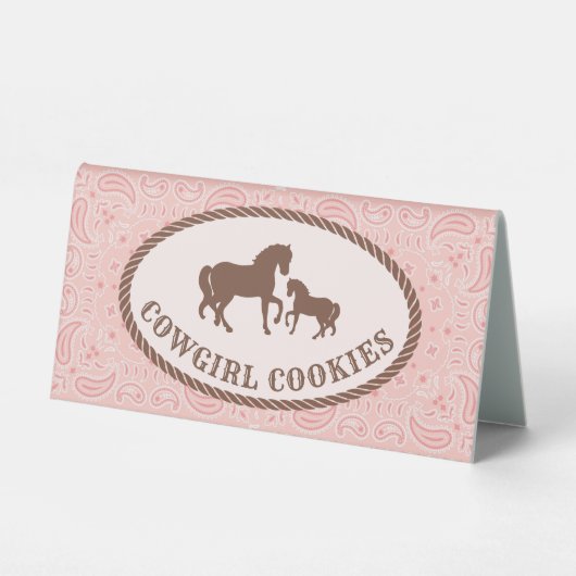 Plaque De Table Cookies de fille | Autocollant ovale du cheval (Recto)