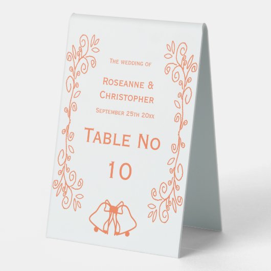 Plaque De Table Coral Bells Scrollwork Design Mariage (Verso)