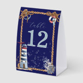 Plaque De Table Corde Bleu Marine et Numéro de Table Phare (Recto)