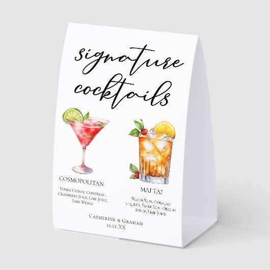 Plaque De Table Cosmopolitan Mai Tai Signature Cocktails Menu (Recto)