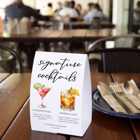 Plaque De Table Cosmopolitan Whiskey Sour Signature Cocktails Menu (Insitu (restaurant))