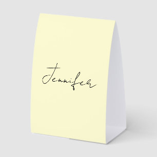 Plaque De Table Couleur crème élégant moderne minimaliste nom simp