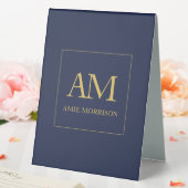 Plaque De Table Couleurs d'or bleu Monogramme Lettres initiales No (In SItu (Mariage))