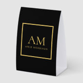 Plaque De Table Couleurs Or Noir Monogramme Lettre Initiale Nom (Recto)