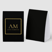 Plaque De Table Couleurs Or Noir Monogramme Lettre Initiale Nom (Recto/verso)
