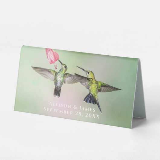 Plaque De Table Couple de colibri volant ensemble personnalisé (Recto)