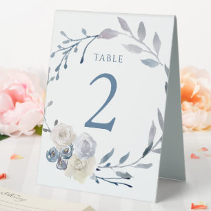 Plaque De Table couronne aquarelle bleu poussiéreux numéro de tabl