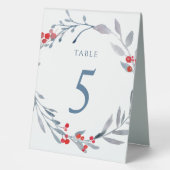 Plaque De Table couronne bleue d'hiver numéro de table cinq (Recto)