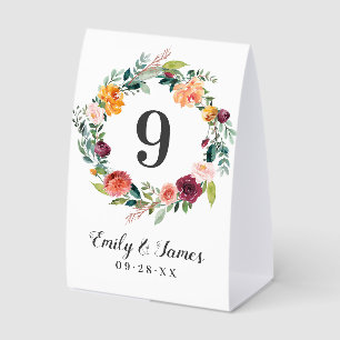 Plaque De Table Couronne florale de mariage monogramme automnal ru