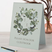 Plaque De Table Couronne Monogramme Eucalyptus moderne | Vert sage (En SItu (Tableau))