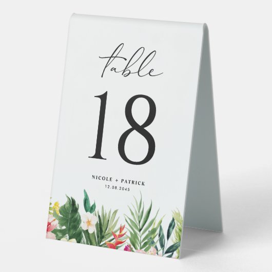 Plaque De Table Couronne tropicale aquarelle Mariage d'été (Verso)