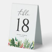 Plaque De Table Couronne tropicale aquarelle Mariage d'été (Recto)