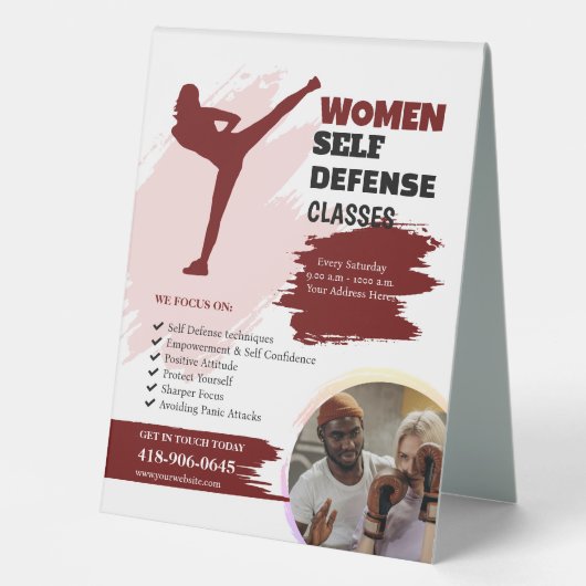 Plaque De Table Cours d'auto-défense - Femmes (Recto)