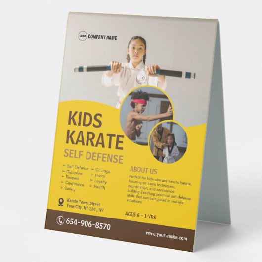 Plaque De Table Cours de karaté pour enfants sur mesure (Recto)