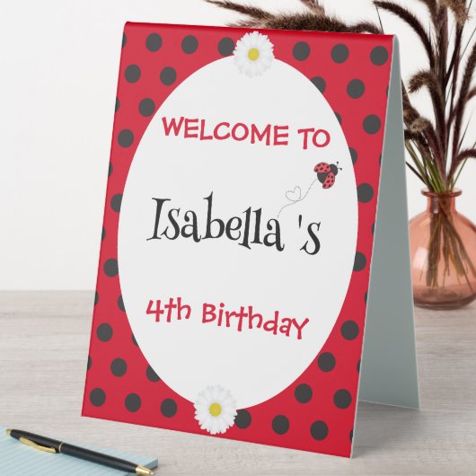 Plaque De Table Coute Polka point Ladybug Daisy Flower fête d'anni (En SItu (Tableau))