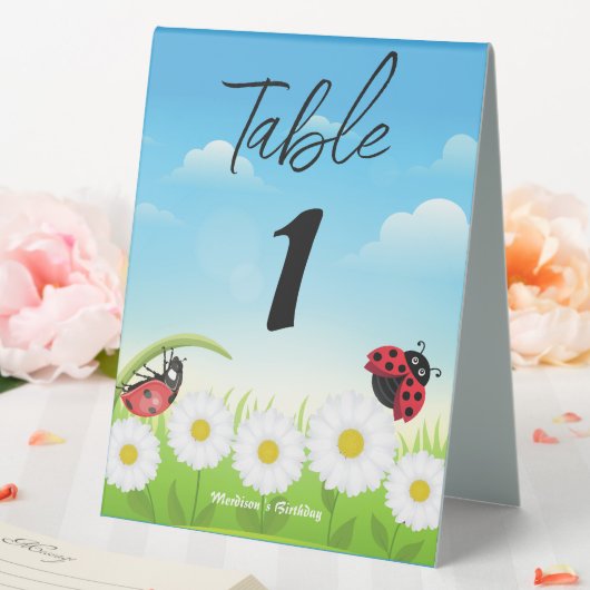 Plaque De Table Coute Polka point Ladybug Daisy Flower fête d'anni (In SItu (Mariage))