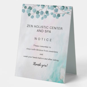 Plaque De Table COVID Safety Turquoise Black Business Break Room