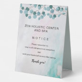 Plaque De Table COVID Safety Turquoise Black Business Break Room (Verso)