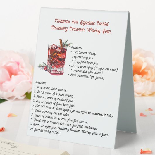 Plaque De Table Cranberry Cinnamon Noël Signature Cocktail (In SItu (Mariage))