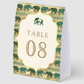 Plaque De Table Cream Emerald Elephant Indian Wedding Table Number (Arrière)