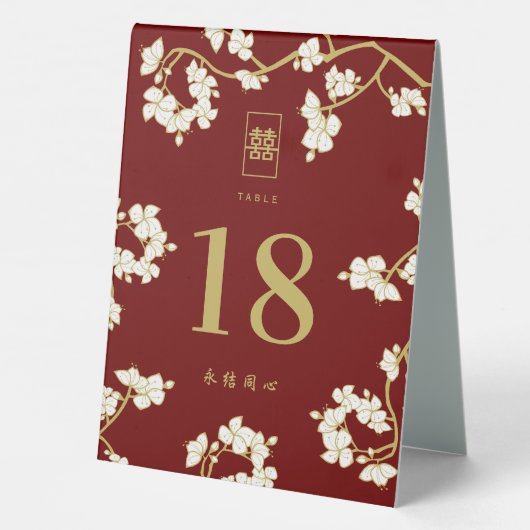 Plaque De Table Cream Peach Blossoms Double Happiness Mariage (Verso)