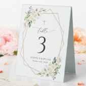 Plaque De Table Cream White Flowers, Boho, Baptism Table Numbers (In SItu (Mariage))