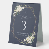 Plaque De Table Cream White Flowers, Boho, Baptism Table Numbers (Recto)