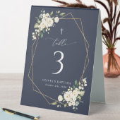 Plaque De Table Cream White Flowers, Boho, Baptism Table Numbers (En SItu (Tableau))
