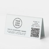 Plaque De Table Création de code QR horizontal pour logo d'entrepr (Recto)
