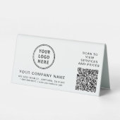 Plaque De Table Création de code QR horizontal pour logo d'entrepr (Verso)
