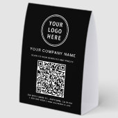 Plaque De Table Création de logo d'entreprise Votre code QR noir (Recto)