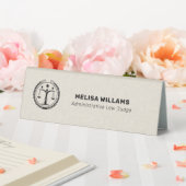 Plaque De Table Crème Lin Justice Logo et Noir (In SItu (Mariage))