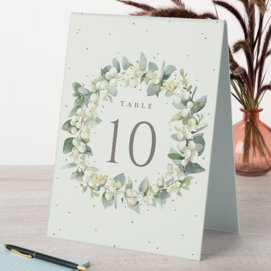 Plaque De Table Crème Snowberry+Eucalyptus Mariage Numéro de table (En SItu (Tableau))