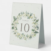 Plaque De Table Crème Snowberry+Eucalyptus Mariage Numéro de table (Verso)